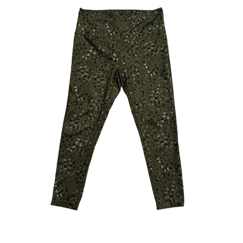 Zella Women’s Ultra High Waist Ankle Leggings Large Green Cheetah Print